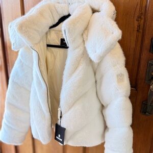 Mackage Cream Teddy Jacket with Hood